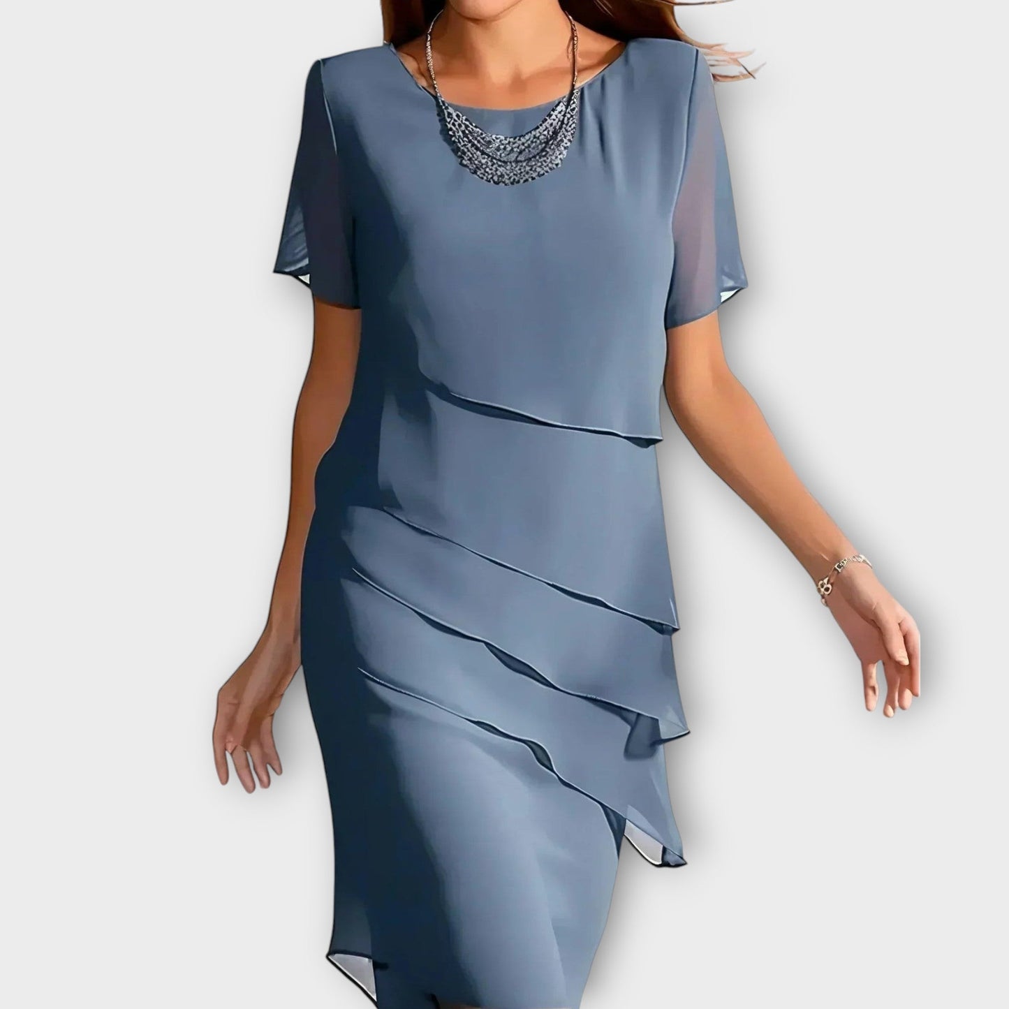 Elżbieta - Sukienka warstwowa elegancka midi