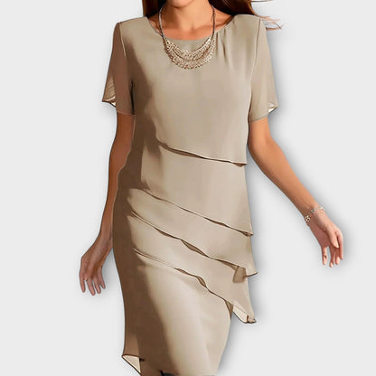 Elżbieta - Sukienka warstwowa elegancka midi