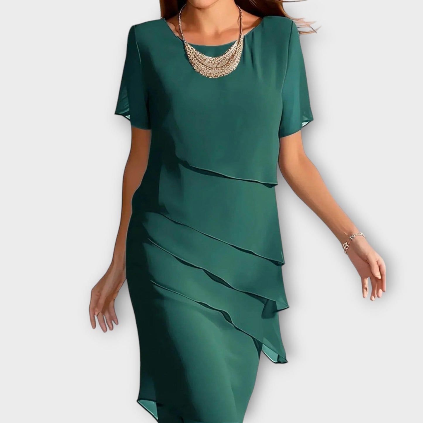 Elżbieta - Sukienka warstwowa elegancka midi