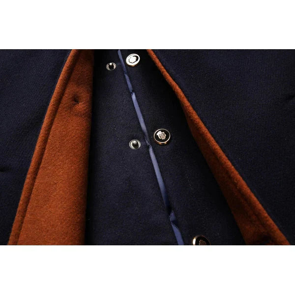 Cappotto in misto lana da uomo – Cappotto invernale spesso con doppio collo