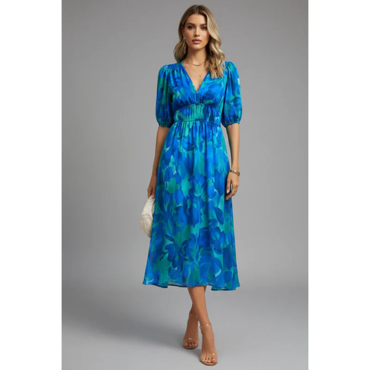 Heidrun | Damen Midikleid Sommer Klassisch Stilvoll