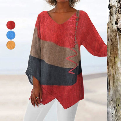 Artistic Long Shirt with V-Neck