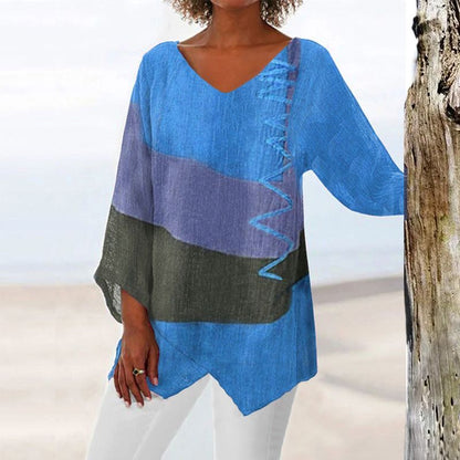 Artistic Long Shirt with V-Neck