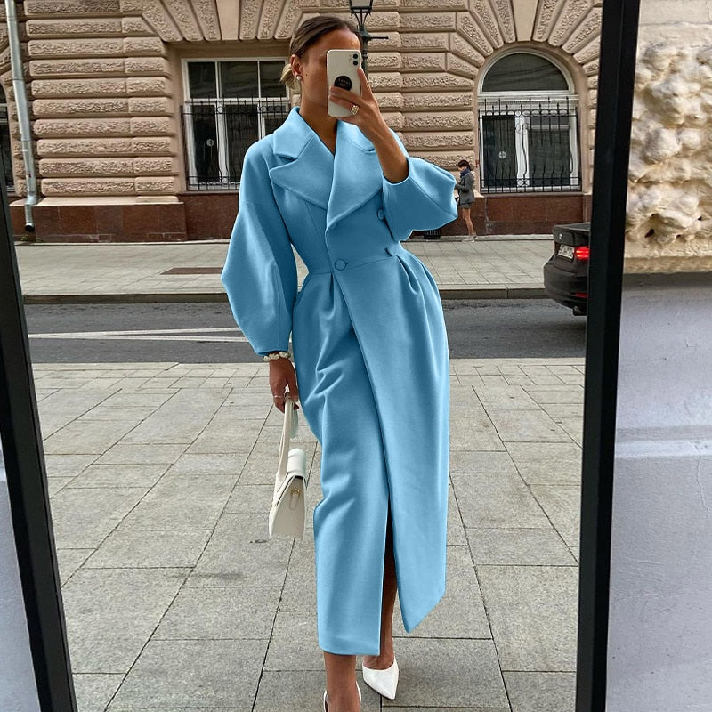 Damen Trenchcoat | Doppelreihig mit Revers & Langer Passform