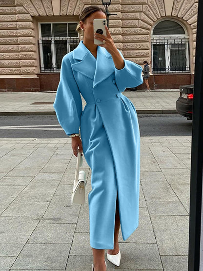 Damen Trenchcoat | Doppelreihig mit Revers & Langer Passform