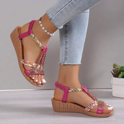 Héloïse Ross™ Summer sandals with rhinestones with open toe