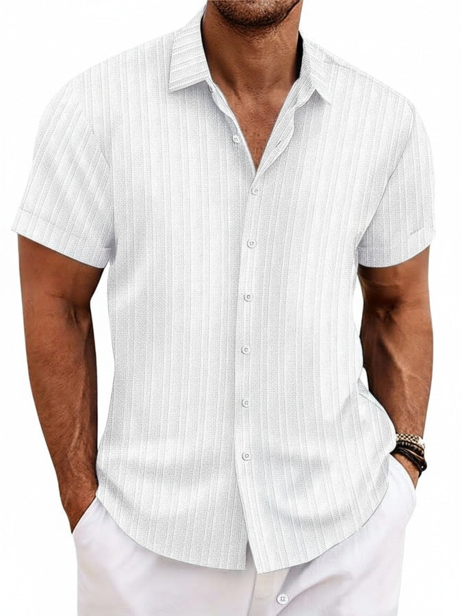 Danniel - Mens Short Sleeve Striped Shirt Kent Collar