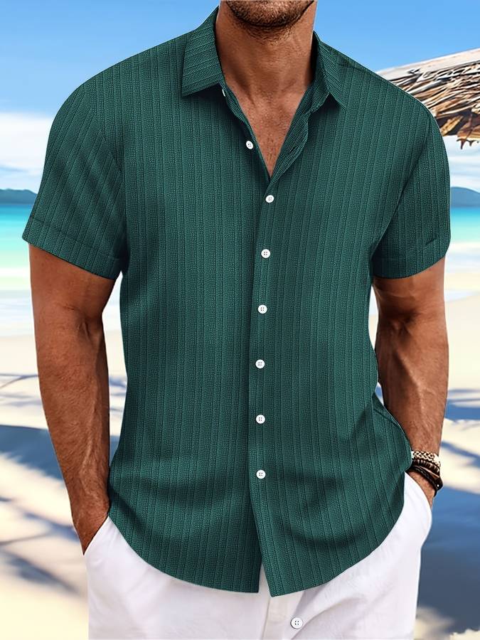 Danniel - Mens Short Sleeve Striped Shirt Kent Collar