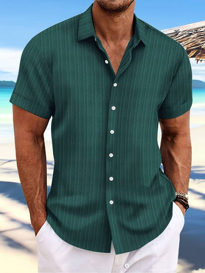Danniel - Mens Short Sleeve Striped Shirt Kent Collar