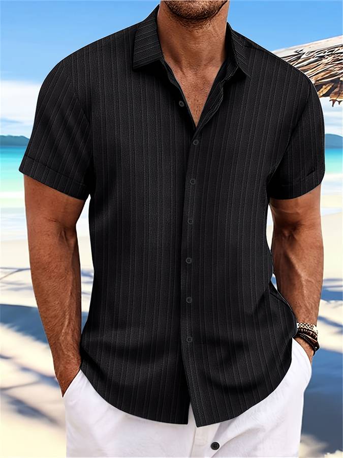 Danniel - Mens Short Sleeve Striped Shirt Kent Collar
