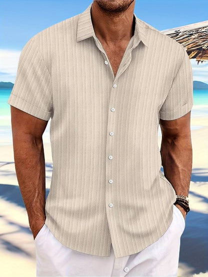 Danniel - Mens Short Sleeve Striped Shirt Kent Collar