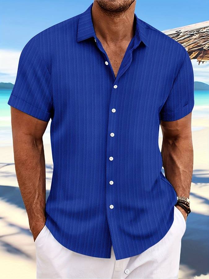 Danniel - Mens Short Sleeve Striped Shirt Kent Collar