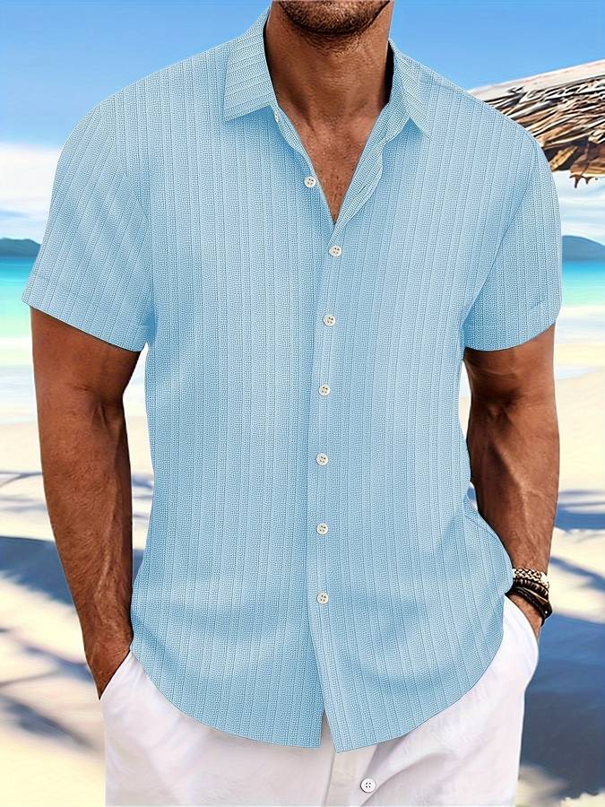 Danniel - Mens Short Sleeve Striped Shirt Kent Collar