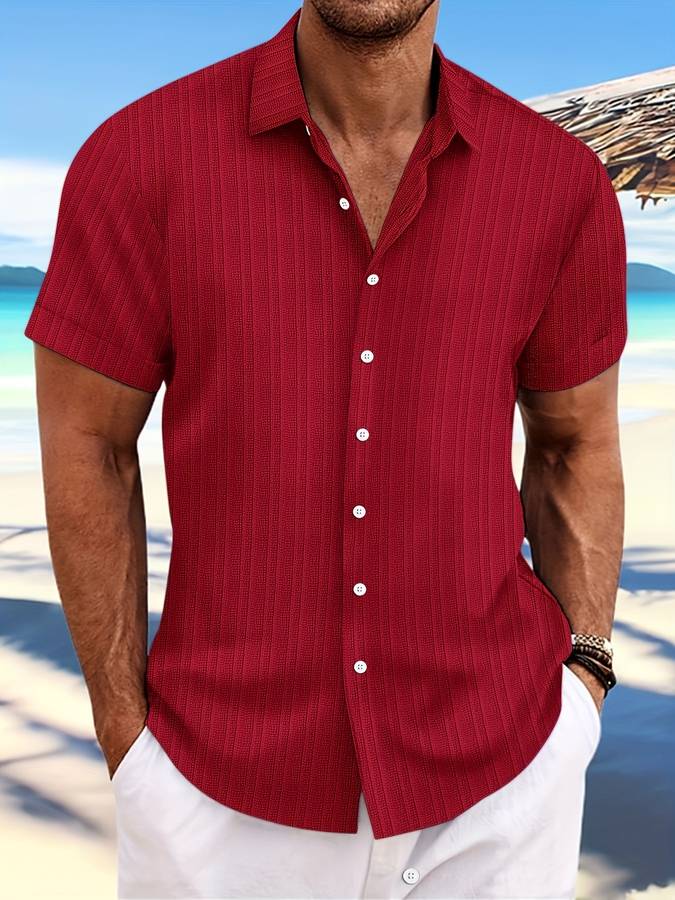 Danniel - Mens Short Sleeve Striped Shirt Kent Collar