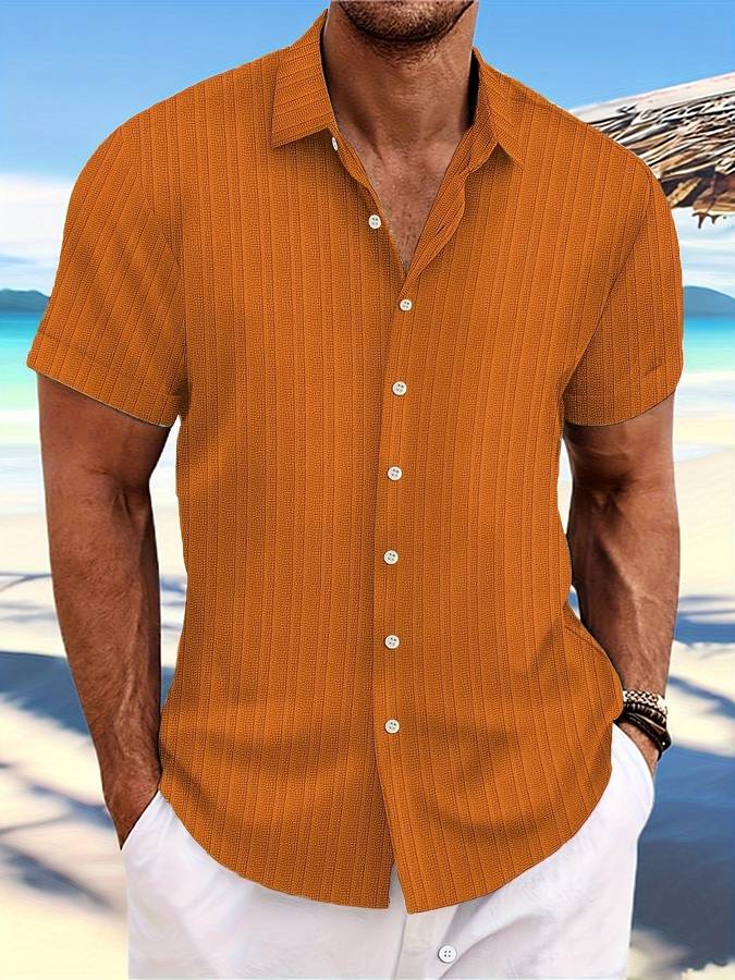 Danniel - Mens Short Sleeve Striped Shirt Kent Collar