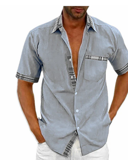 Men’s Short Sleeve Stand Collar Shirt – Lightweight Breathable Comfortable Stylish Casual Everyday Wear