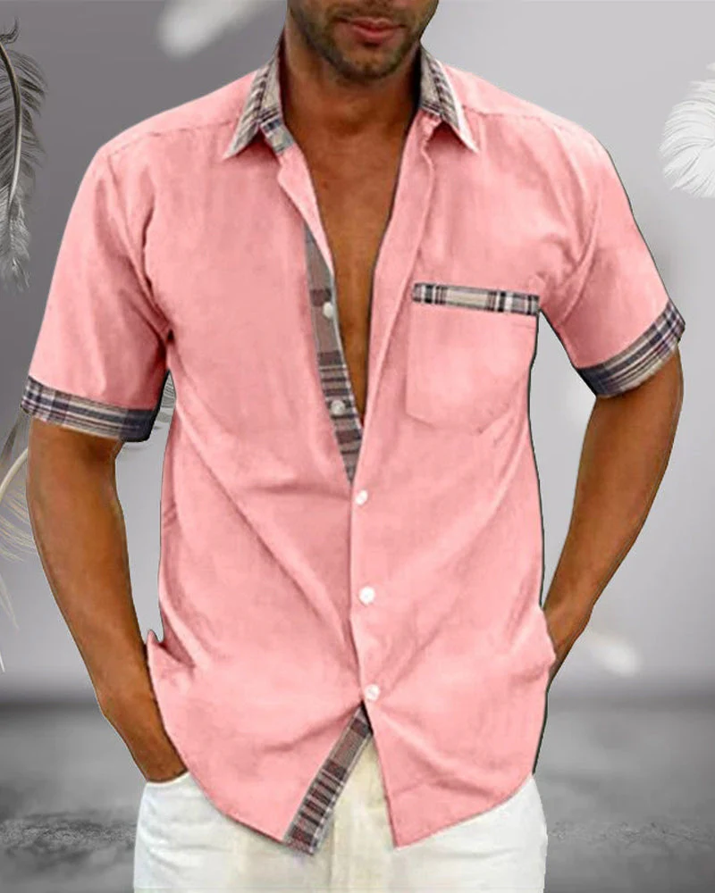 Men’s Short Sleeve Stand Collar Shirt – Lightweight Breathable Comfortable Stylish Casual Everyday Wear