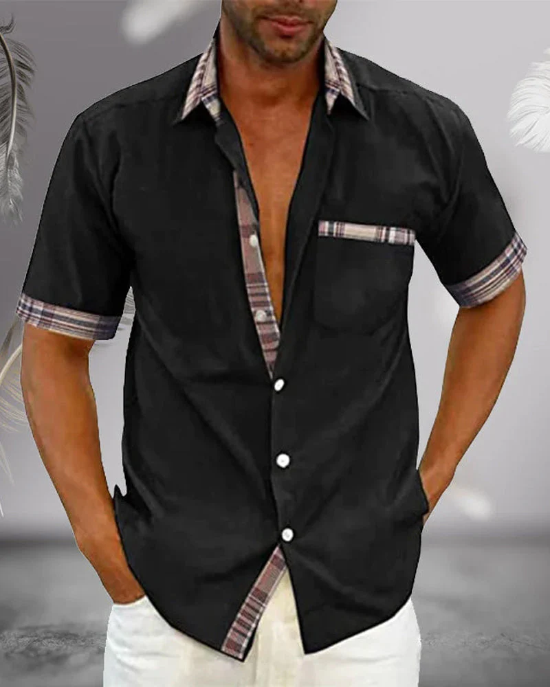 Men’s Short Sleeve Stand Collar Shirt – Lightweight Breathable Comfortable Stylish Casual Everyday Wear