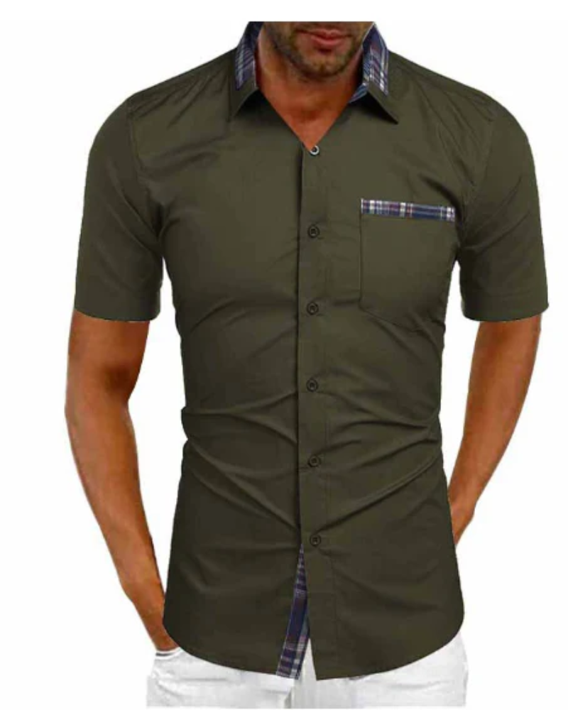 Men’s Short Sleeve Stand Collar Shirt – Lightweight Breathable Comfortable Stylish Casual Everyday Wear