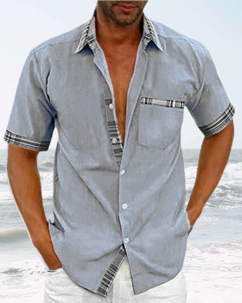 Men’s Short Sleeve Stand Collar Shirt – Lightweight Breathable Comfortable Stylish Casual Everyday Wear