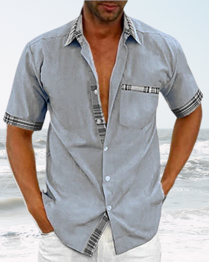 Men’s Short Sleeve Stand Collar Shirt – Lightweight Breathable Comfortable Stylish Casual Everyday Wear