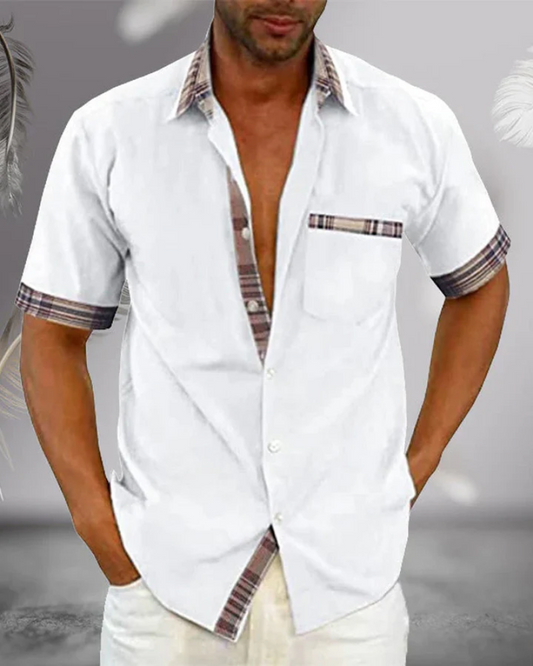 Men’s Short Sleeve Stand Collar Shirt – Lightweight Breathable Comfortable Stylish Casual Everyday Wear