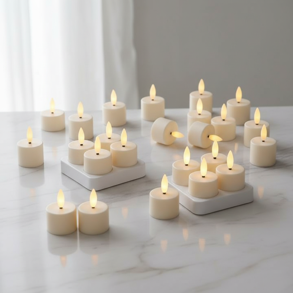 Wiederaufladbare LED-Kerzen mit Basis und Fernbedienung