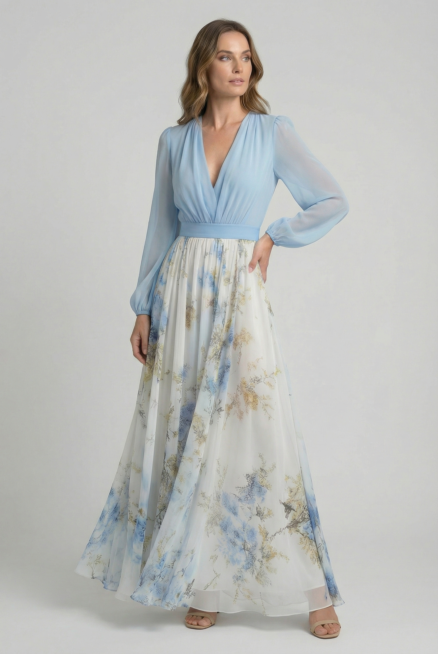 Women's Chiffon Floral Maxi Dress