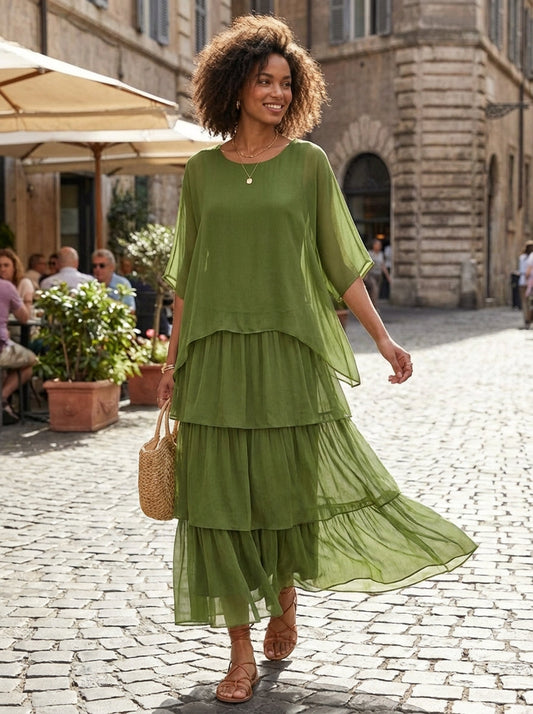 Alicia - Loose Fit Maxi Dress Batwing Sleeves