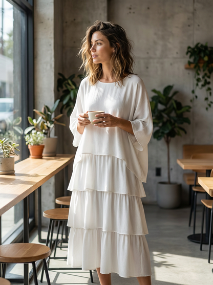 Alicia - Loose Fit Maxi Dress Batwing Sleeves