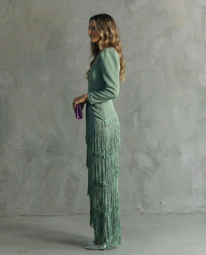 Clara | Stylish Dress with Fringe Sleeves