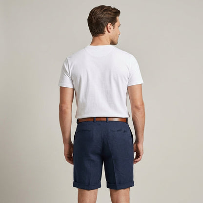 Klassiske hvide herreshorts med læg og opslået kant