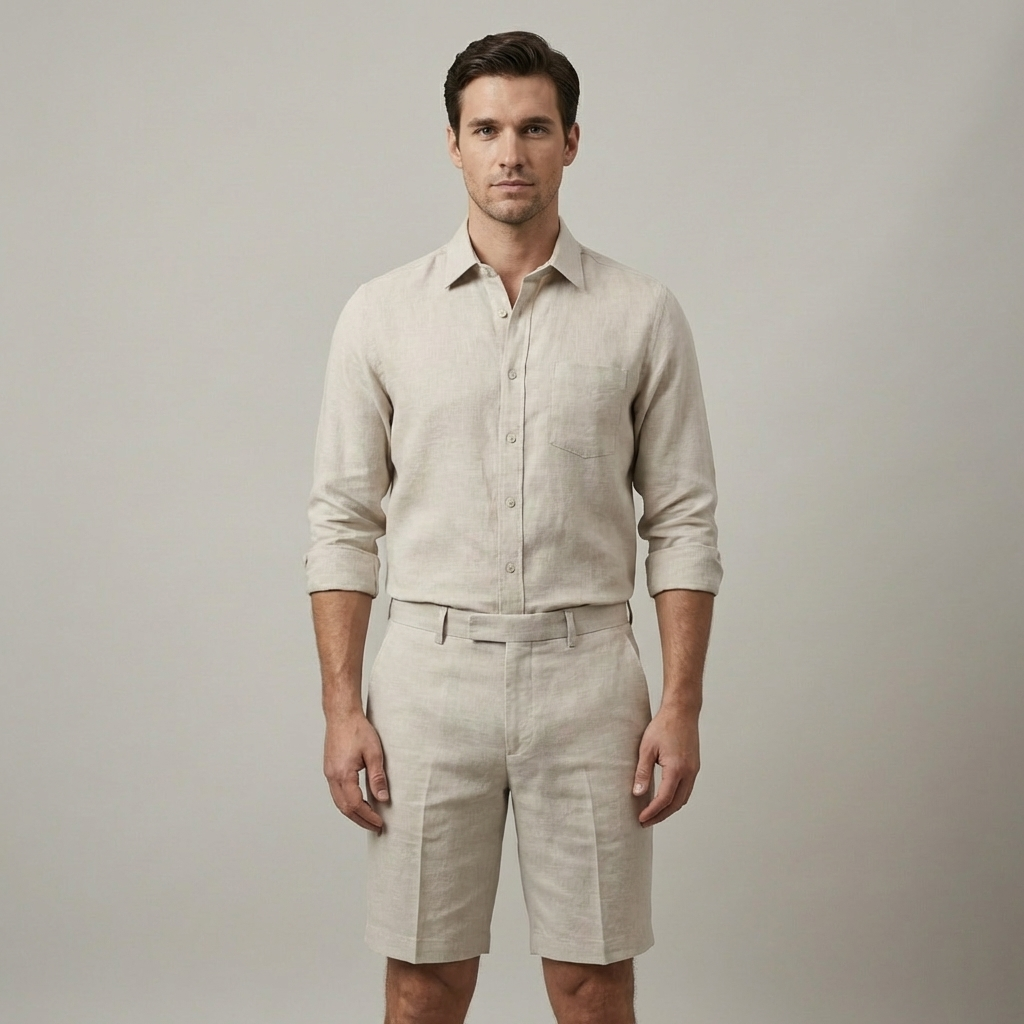 Afslappede Herre Sommer Shorts i Hør