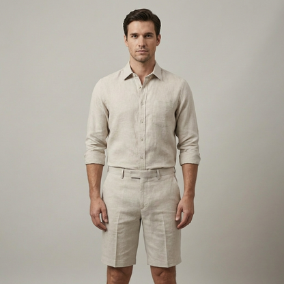 Afslappede Herre Sommer Shorts i Hør