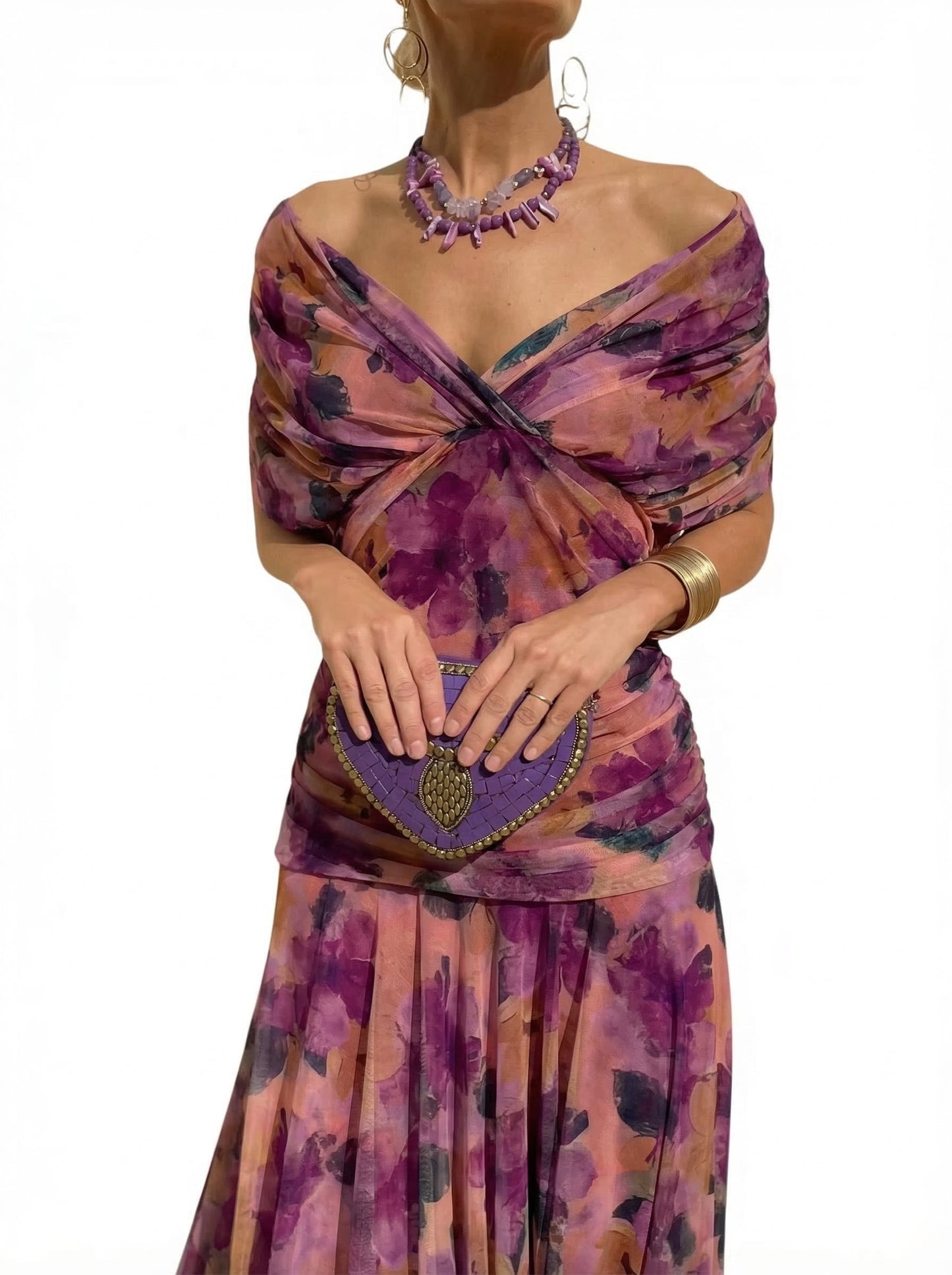 Rochie Maxi Fluidă cu Decolteu în V