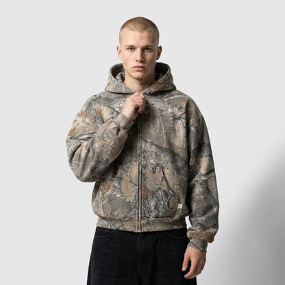 Camo Hoodie – Oversized Zip-Up Jacket with Hood and Relaxed Fit