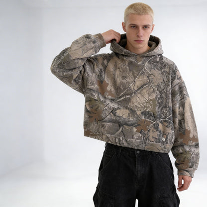 Camo Hoodie – Oversized Zip-Up Jacket with Hood and Relaxed Fit