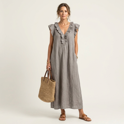 Robe Longue Josette - Élégance Fluide avec Volants