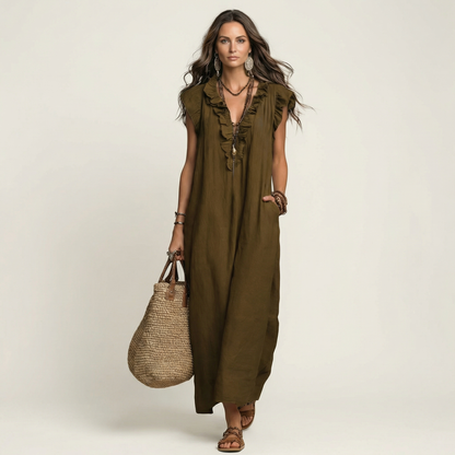 Robe Longue Josette - Élégance Fluide avec Volants