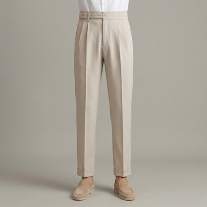Elegante Pantalone Uomo Sartoriale Piega Gamba Dritta
