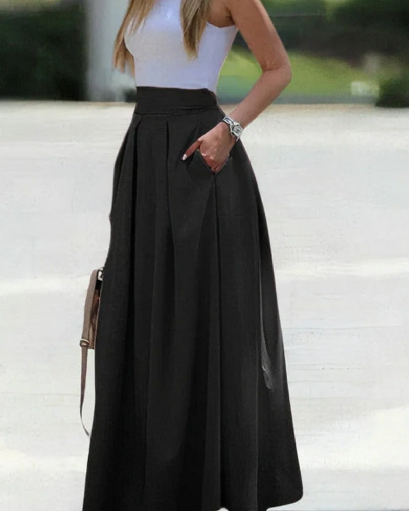 High-Waist Maxirock mit Plissierung und Taschen – Rock für Alltag und Kombinationen
