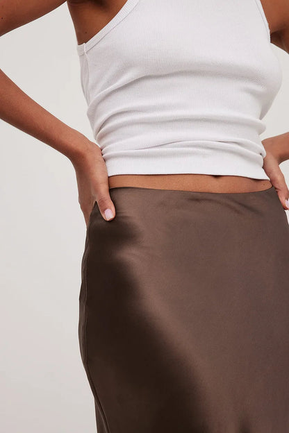 High Waist Satin Skirt – Leona-Black-S-The Livary