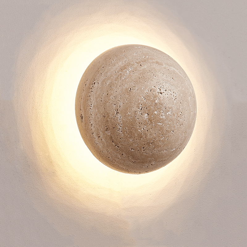 Scandinavian Cream Wall Lamp | Travertine LED Wall Light | Minimalist 10W Ambient Lighting | Bedroom & Hallway Fixture