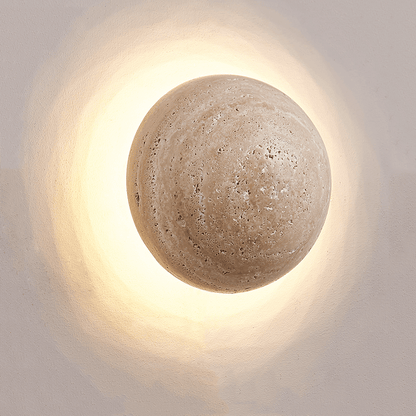 Scandinavian Cream Wall Lamp | Travertine LED Wall Light | Minimalist 10W Ambient Lighting | Bedroom & Hallway Fixture