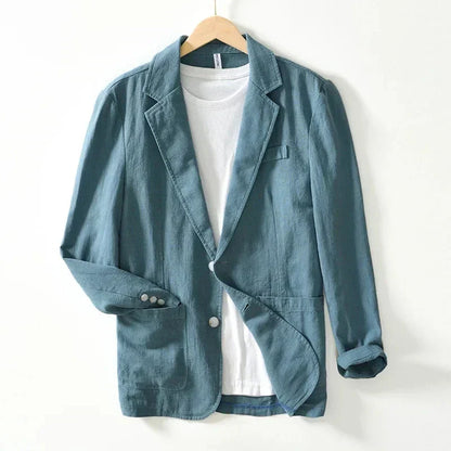 Men's Linen Blazer Lightweight Suit Jacket Slim Fit Smart Casual Sport Coat