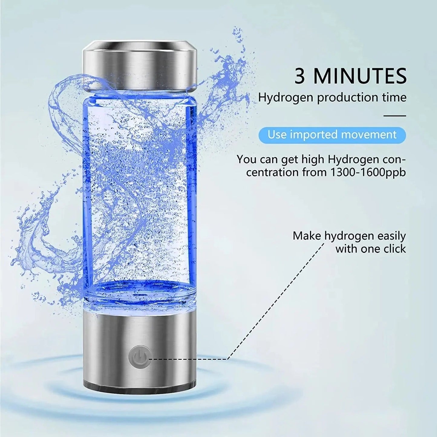 Portable Water Bottle for Hydrogen Infusion