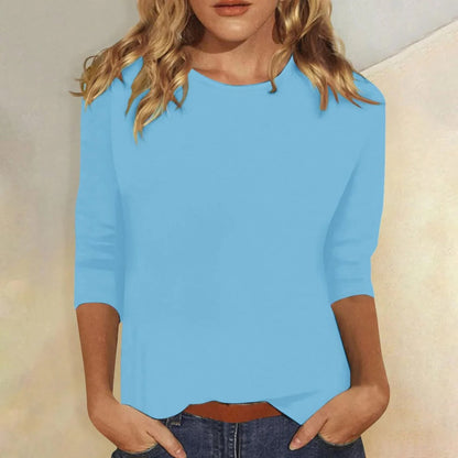 Women's Crew Neck 3/4 Sleeve Casual Everyday Top