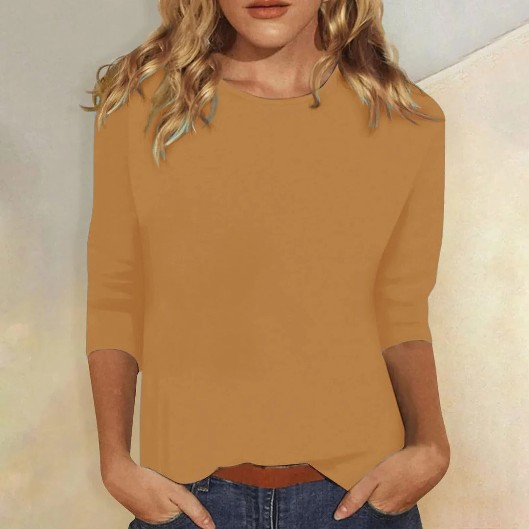Women's Crew Neck 3/4 Sleeve Casual Everyday Top