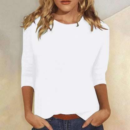 Women's Crew Neck 3/4 Sleeve Casual Everyday Top