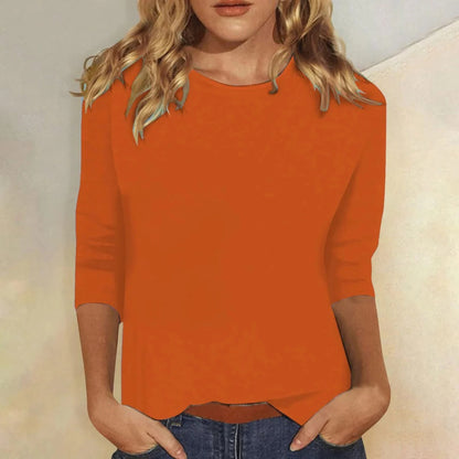 Women's Crew Neck 3/4 Sleeve Casual Everyday Top